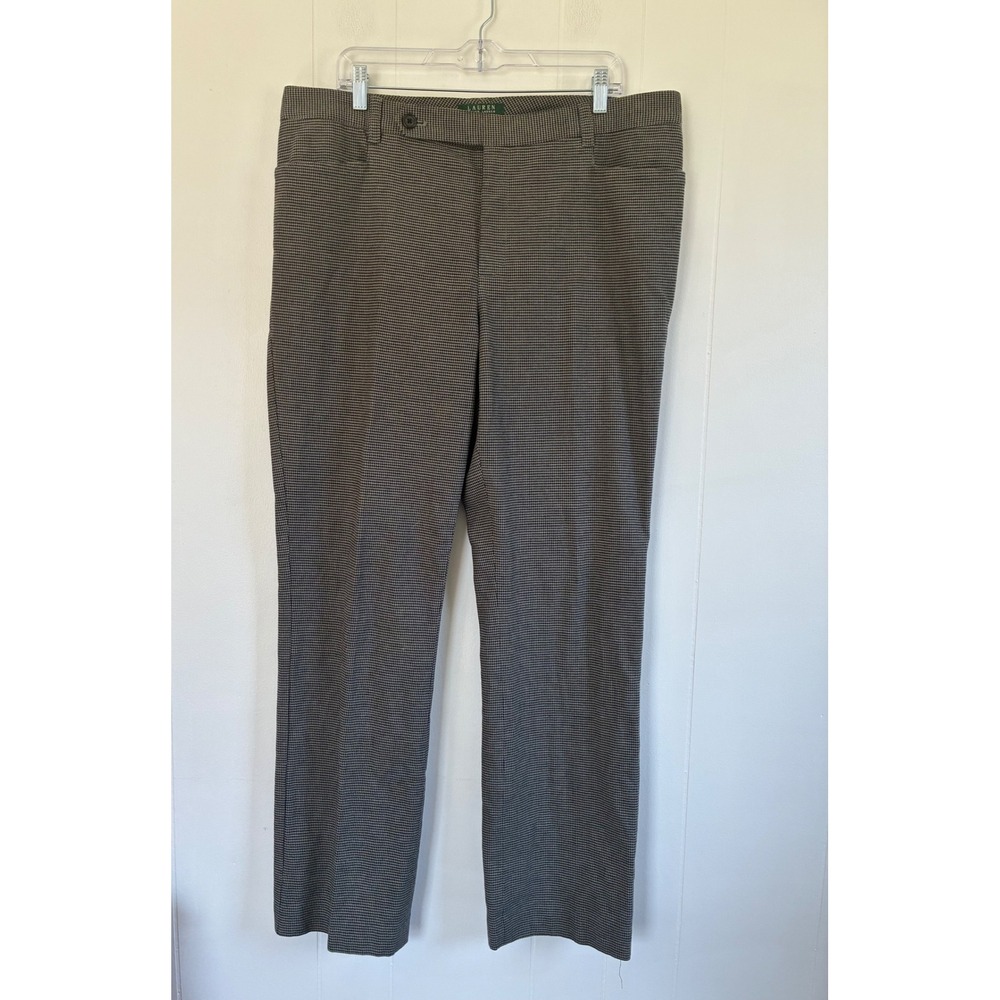 Lauren Ralph Lauren Adelle Houndstooth Dress Pants Womens‎ 16 Black White Cotton